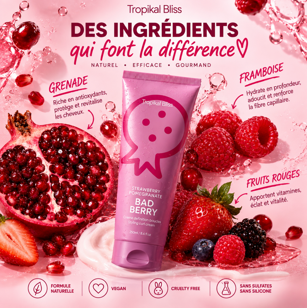BAD BERRY | Crème Hydratante pour des Boucles Douces & Définies